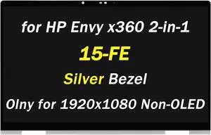 N49274-001 N48155-001 Replacement for HP Envy x360 2-in-1 15-fe LCD Display 15-fe0023dx 15-fe0013dx 15-fe0053dx 15-fe0097nr 1920x1080 15.6" LED Touch Screen Assembly (Non-OLED Type Silver Bezel)