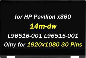 L96516-001 L96515-001 L96517-001 Replacement for HP Pavilion x360 14t-dw100 14m-dw0013dx 14m-dw0023dx 14m-dw1013dx 14m-dw1023dx 14m-dw1033dx 14" 1920x1080 30Pins LED Touch Screen Digitizer Assembly