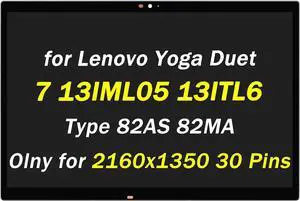 5D10S39651 5D10S39703 Replacement for Lenovo Yoga Duet 7i 13IML05 7 13ITL6 LTE LCD Display Type 82AS 82MA MND007ZA1-1 13" 30 Pins WQHD 2160x1350 LED Touch Screen Digitizer Assembly with Bezel