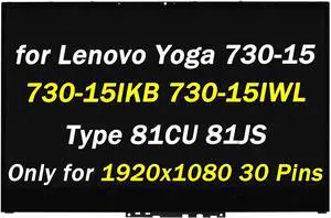 5D10Q89744 5D10X81512 Replacement for Lenovo Yoga 730-15 730-15IKB 730-15IWL Type 81CU 81JS 15.6" 30 Pins LCD Touch Screen Display Digitizer Laptop Assembly with Bezel (Only for 1920X1080)