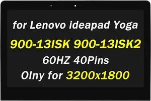 5D10H54803 Replacement for Lenovo Yoga 900-13ISK 900-13ISK2 Type 80MK 80UE 80MK00LVUS 80MK00GCIX 80MK008PUS 80MK002CUS 13.3" 40pins LCD LED Touch Screen Digitizer Assembly (Only for 3200x1800)