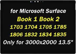 Replacement 13.5" for Microsoft Surface Book 1 1703 1704 1705 1706 LED LCD Display Touch Screen Digitizer Assembly VVX14P048M00 TDM13056(F1) V1.0 3000x2000 IPS (Not for Surface Book 3 Screen)