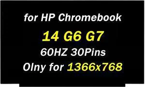 Replacement for HP Chromebook 14 G6 G7 NT140WHM-N34 NT140WHM-N51 B140XTN07.2 1366x768 60HZ 30Pin 14" LED LCD Non-Touch Screen Display Panel (Only for Non-Touch Screen)