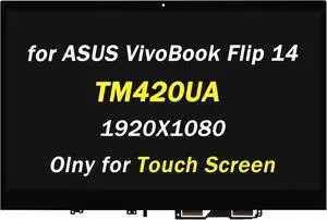 Replacement for ASUS VivoBook Flip 14 TM420 TM420I TM420U TM420IA TM420UA TM420UA-WS51T TM420IA-DB51T TP420UA-2K TM420UA-EC003R 14" FHD 1920X1080 LED Touch Screen Digitizer Assembly with Bezel