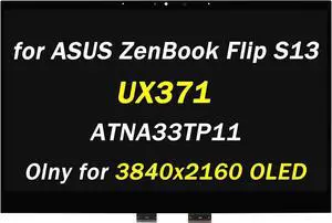 Replacement for ASUS ZenBook Flip S13 OLED UX371 UX371E UX371EA UX371EA-XB76T UX371EA-XH76T UX371EA-XH77T ATNA33TP11 LCD Display 13.3" UHD 4K 3840x2160 OLED LCD Touch Screen Digitizer Assembly
