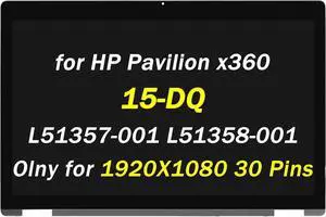 L51357-001 L51358-001 Replacement for HP Pavilion x360 15-dq 15t-dq 15-dq000 15t-dq000 15t-dq100 15-dq1000 15-dq0000 15.6" 30Pin LCD LED Touch Screen Display Digitizer Assembly (Only for 1920x1080)