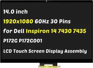 Replacement for Dell Inspiron 14 7430 7435 2-in-1 P172G P172G001 D/PN: 2JYYF 5K0M2 WUXGA 1920x1200 14.0" 30 Pins LCD Touch Screen Laptop Display Digitizer Assembly with Bezel (for Touch Screen Only)