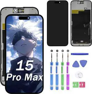 Replacement for iPhone 15 Pro Max (Model A2849 A3105 A3106 A3108) 2023 Year 6.7 inch LCD Display Digitizer Panel (Repair) LED Screen Assembly with Repair Tools