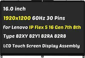 Replacement for Lenovo IdeaPad Flex 5 16ALC7 16IAU7 16IRU8 16ABR8 Gen 7th 8th 2-in-1 Type 82XY 82XY0030US 82Y1 82RA 82R8 30 Pins 16.0" LCD Display Touch Screen Assembly (for WUXGA 1920x1200 Only)