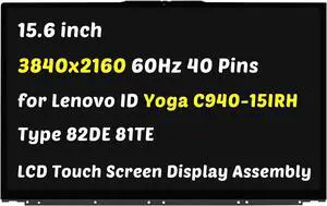 5D10S39658 5D10S39659 Replacement for Lenovo Ideapad Yoga C940-15 C940-15IRH 9-15IMH5 2-in-1 Type 82DE 81TE 15.6" 40 Pins 60Hz LCD Screen Display Digitizer Assembly with Bezel (for 3840x2160 Only)