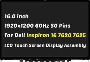 HOULISE Replacement for Dell Inspiron 16 7620 7625 2-in-1 (P119F P119F001) 0K9G5V K9G5V 1920x1200 30 Pins 16.0" LCD LED Screen Display Assembly (Non for Dell Inspiron 16 Plus)