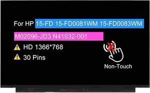 NUOLAISUN 15.6" LCD Screen Replacement for HP 15-FD 15-FD0081WM 15-FD0083WM M02096-JD3 N41932-001 Display Panel HD 1366x768 30 pin Non-Touch