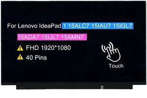 NUOLAISUN 15.6" Touch Screen Replacement for Lenovo IdeaPad 1 15ALC7 15IAU7 15IGL7 15ADA7 15IJL7 15AMN7 82R4 5D10V82421 5D10W46422 LCD Display Panel FHD 1920 * 1040 40 pin