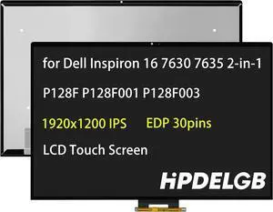 NUOLAISUN Replacement for Dell Inspiron 16 7630 7635 2-in-1 P128F P128F001 P128F003 16.0" 1920x1200 IPS LCD Touch Screen Display Digitizer Assembly Panel