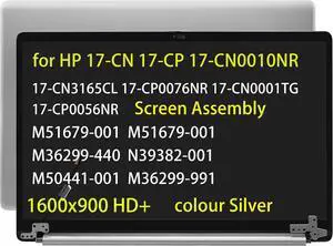 NUOLAISUN Replacement for HP 17-CN 17-CP 17-CN0010NR 17-CP0056NR 17-CN3165CL 17-CP0076NR 17-CN0001TG 17T-CN300 17T-CN400 M50441-001 N39382-001 M36299-991 LCD Touch Screen Display Assembly Silver