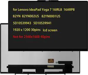 NUOLAISUN Replacement for Lenovo IdeaPad Yoga 7 16IRL8 16ARP8 82YN 82YN002US 5D10V82408 5D10S39941 5D10S39943 LCD Screen LED Display Digitizer Panel 1920x1200 30PINS 60HZ Only for Touch Screen