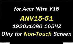 NUOLAISUN Replacement for Acer Nitro V15 ANV15-51 ANV15-51-723D Model N23Q22 (2023) FRU: 5D11B36357 SD11B36358 165HZ 40 Pins 1920x1080 15.6" LCD Screen Laptop Display Panel (Only for Non-Touch Screen