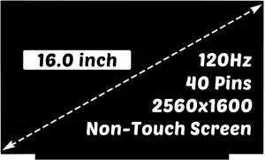Replacement for Lenovo ideapad 5 Pro 16IHU6 16ACH6 16IAH7 16ARH7 Type 82L9 82L5 82SK 82SN MNG007DA1-2 MNG007DA1-J 2560x1600 16.0" 40 Pins 120Hz LCD Screen Display Panel (for Non-Touch Screen Only)