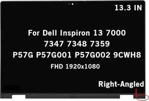 NUOLAISUN 13.3" Screen Replacement for Dell Inspiron 13 7000 7347 7348 7359 P57G P57G001 P57G002 9CWH8 FHD 1920x1080 IPS LCD Display Touch Screen Digitizer Assembly with Right-Angled Bezel