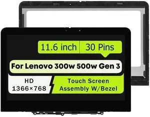 NUOLAISUN LCD Touch Screen Display w/ Bezel For Lenovo 300w 500w Gen 3 11.6" HD 1366x768 5M11C85599 NUOLAISUN LCD Touch Screen Display w/ Bezel For Lenovo 300w 500w Gen 3 11.6" HD 1366x768 5M11C85599