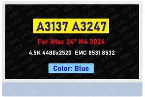 New For iMac A3137 A3247 24" M4 2024 4.5K LCD Screen Replacement Display Blue New For iMac A3137 A3247 24" M4 2024 4.5K LCD Screen Replacement Display Blue