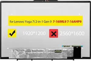 Screen Replacement for Lenovo Yoga 7i 2-in-1 Gen 9 7-16IML9 7-16AHP9 | 83DL 83DM 83DL0004US 5D10S40100,16.0 inches WUXGA 1920x1200,LCD Display Touch Digitizer Assembly Bezel Screen Replacement for Lenovo Yoga 7i 2-in-1 Gen 9 7-16IML9 7-16AHP9 | 83DL 83DM 83DL0004US 5D10S40100,16.0 inches WUXGA 1920x1200,LCD Display Touch Digitizer Assembly Bezel