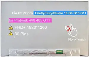 N160JCG-GT1 LCD Replacement for HP ZBook Firefly/Fury/Studio 16 G9 G10 G11 | for Probook 460 465 G11, 16.0" FHD+ 1920*1200 30 Pins 60 Hz LCD Non-Touch Screen Display Panel N160JCG-GT1 LCD Replacement for HP ZBook Firefly/Fury/Studio 16 G9 G10 G11 | for Probook 460 465 G11, 16.0" FHD+ 1920*1200 30 Pins 60 Hz LCD Non-Touch Screen Display Panel