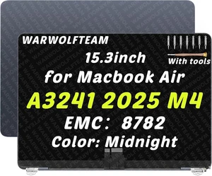 for MacBook Air A3241 EMC8782 LCD Screen Replacement M4 2025 EMC 8782, 661-50129, 661-50130, 661-50131, 661-50132, 15.3in, LCD Screen Display Assembly ReplacementMidnight for MacBook Air A3241 EMC8782 LCD Screen Replacement M4 2025 EMC 8782, 661-50129, 661-50130, 661-50131, 661-50132, 15.3in, LCD Screen Display Assembly ReplacementMidnight