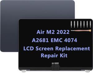 A2681 Screen Replacement for MacBook Air M2 13.6" A2681 EMC 4074 MLXW3 MLXX3 MLXY3 MLY03 MLY13 MLY23 MLY33 MLY43 Full LED LCD Screen Display Assembly (Midnight)