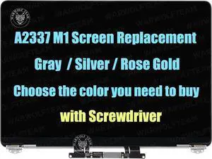 Screen Replacement for MacBook Air M1 2020 A2337 EMC 3598 LCD Display Retina Full Assembly 13.3" 2560x1600 (Silver)