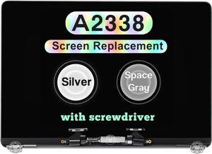 Screen Replacement for MacBook Pro 13" M1 2020 A2338 EMC 3578 MYD83 MYD92 MYDA2 MYDC2 LCD Screen Retina Display Full Assembly (Silver)