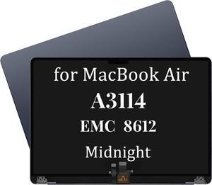 NUOLAISUN A3114 M3 Screen Replacement for MacBook Air A3114 M2 EMC 8612 Retina 2024 MRYQ3 MXD23 MXD3 MXD43 Full LCD Screen Display Assembly (Midnight)