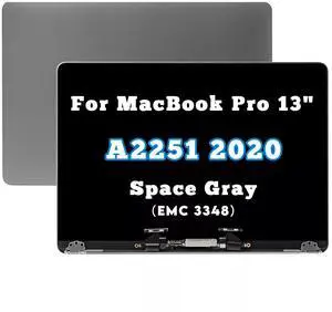 NUOLAISUN Screen Replacement for MacBook Pro 13" A2251 2020 Year EMC 3348 Retina LCD Screen Display Full Assembly (Space Gray)