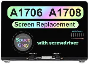 NUOLAISUN Replacement for MacBook Pro A1706 A1708 EMC 3071 EMC 3163 EMC 2978 EMC 3164 Late 2016 Mid 2017 Retina LCD Display Screen Complete Full Assembly Kit 661-05095 661-05096 13" (Space Gray)