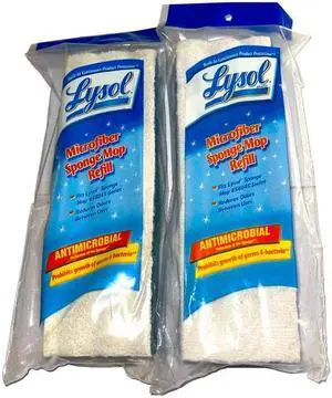 2-pk Lysol Microfiber Blue Sponge Mop Refill for 58045 Series- Reduces Odors 14z