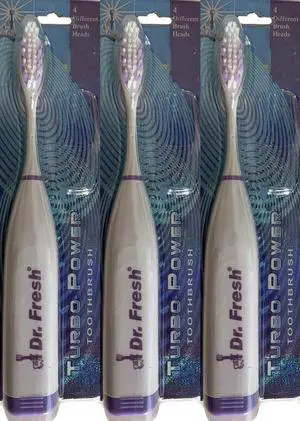 3-Pack Dr. Fresh TURBO POWER AAA Battery Operated Toothbrush Toothbrushes 14z