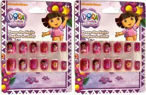 TWO 12pks Dora the Explorer Press-On Nails Artificial False Nails Set Girls 10z