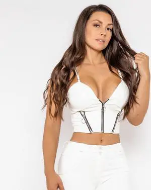 Shascullfites melody shaping effect shapers for women denim look tops with zippers push up shapewear Medium white PU