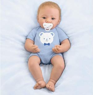 The Ashton - Drake Galleries So Truly Real Little Buddy Vinyl Baby Doll Weighted to Feel Like A Newborn with Magnetic Pacifier