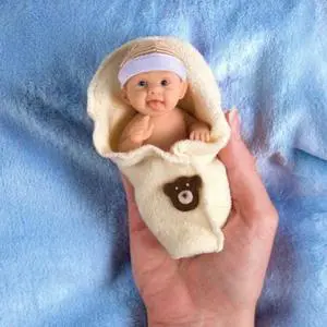 The Ashton - Drake Galleries Bundle Of Laughter Hand-Painted Lifelike Pint-Sized Sweet-As-Can-Be Babies  Miniature Baby Doll by Sherry Rawn 4-inches