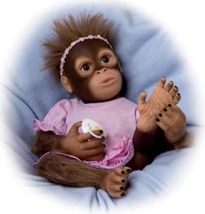The Ashton - Drake Galleries Cooing Cora "Coos" and Breathes So Truly Real® Lifelike & Hand-applied Mohair RealTouch® Vinyl Skin Weighted for Realism Monkey Doll 18-inches