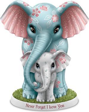 The Hamilton Collection Never Forget I Love You Hand-Painted Elephant Figurine Featuring A Unique Floral Pattern by Artist Blake Jensen