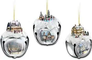The Ashton-Drake Galleries Winter Sleigh Bells Ornament Collection Christmas Decoration by Thomas Kinkade 3-inches