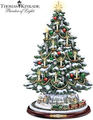 The Bradford Exchange Thomas Kinkade Candlelit Tabletop Tree with Lights and Music and Rotating Train