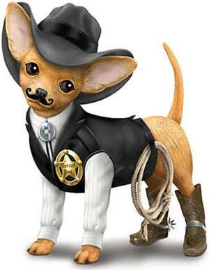 The Bradford Exchange Spurs in Fur Sheriff S Paws Chihuahua Cowboy Dog Figurine 4-inches