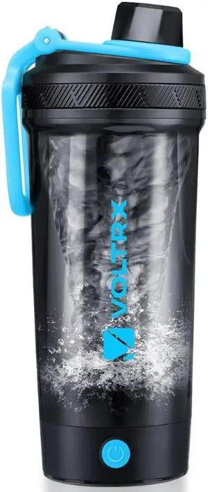 VOLTRX Gallium Electric Protein Blender Shaker Bottle USB Rechargeable Mixer Cup for Shakes BPA Free Tritan 24oz Blue
