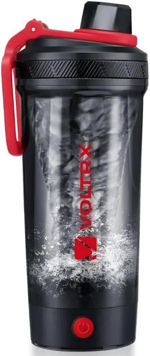 VOLTRX Gallium Electric Protein Blender Shaker Bottle USB Rechargeable Mixer Cup for Shakes BPA Free Tritan 24oz Red