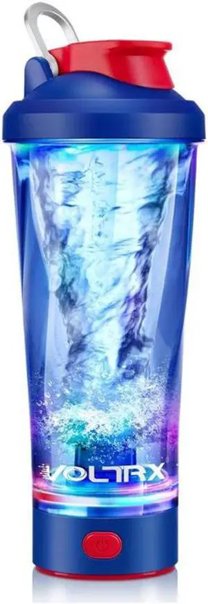 VOLTRX Electric Shaker Bottle - Vortex Boost Portable USB C Rechargeable Protein Blender Shake Mixer BPA Free Waterproof 24 oz Power Blue