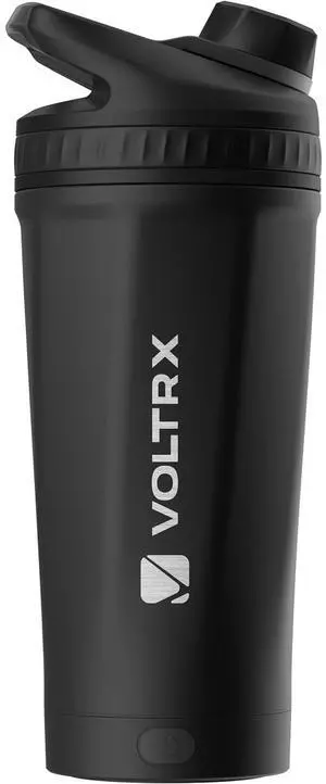 VOLTRX ChillMix Shaker Bottle Insulated Stainless Steel - USB C Rechargeable Electric Protein Shake Mixer, Shaker Cups for Protein Shakes and Meal Replacement, 16 oz - Obsidian Black
