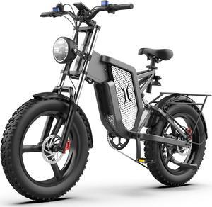 EKX X20 2000W Electric Bike, 20" Fat Tire, 48V 35AH Removable Lithium Battery, Max Speed 34MPH, Shimano 7-Speed, Front Fork Suspension,Hydraulic Brake